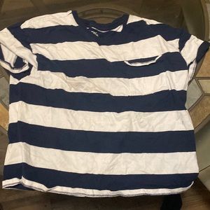 White and blue striped shirt